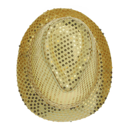 Gold - Back - Smiffys Trilby Sequin Hat