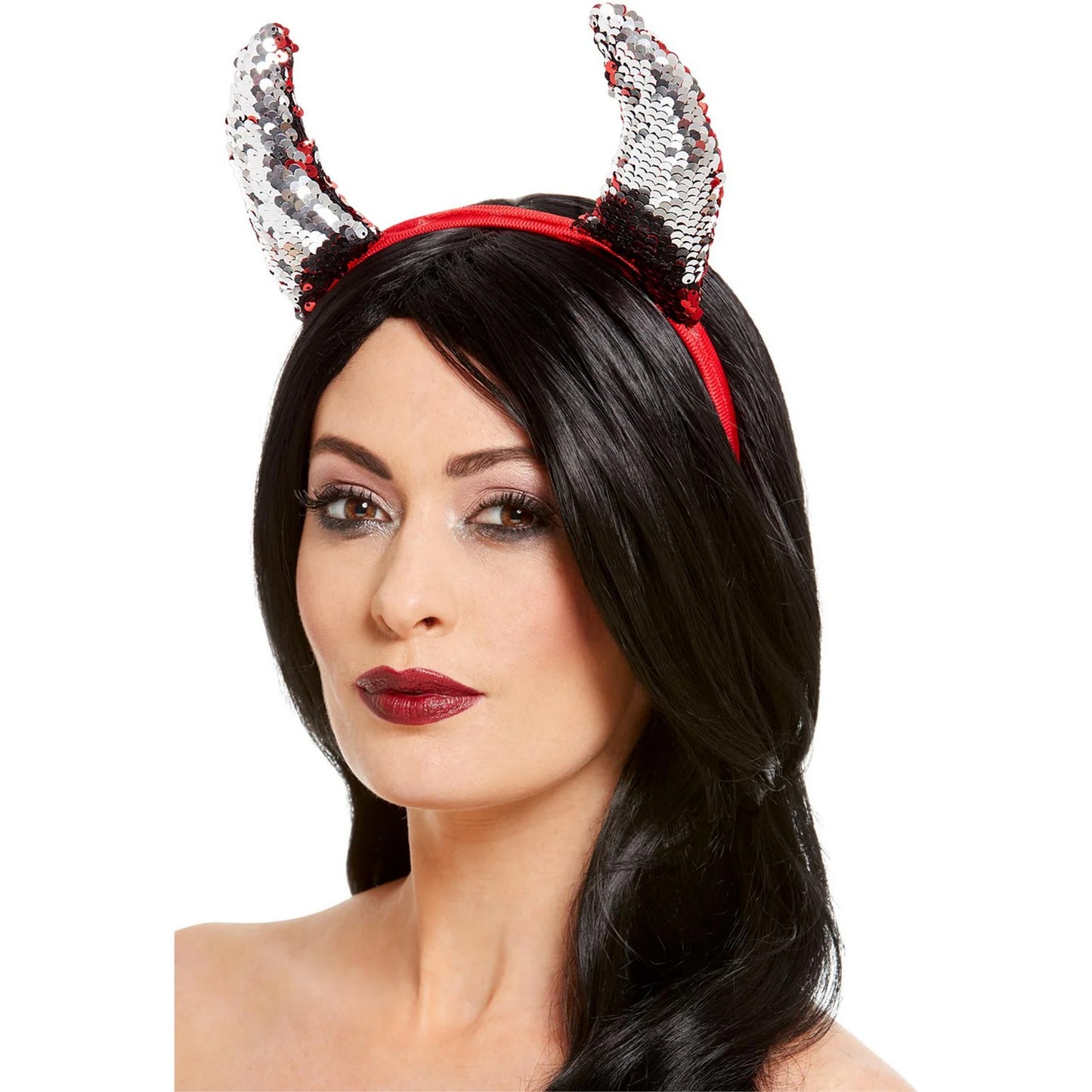 Red - Side - Smiffys Reversible Sequin Headband
