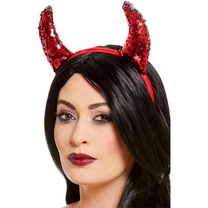 Red - Lifestyle - Smiffys Reversible Sequin Headband