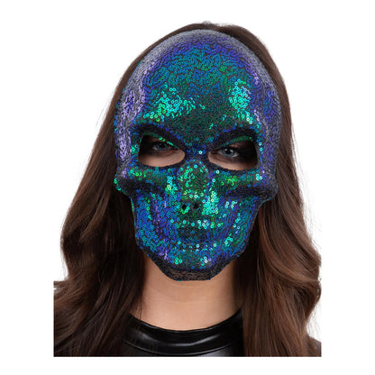 Green - Front - Smiffys Two Tone Sequin Mask