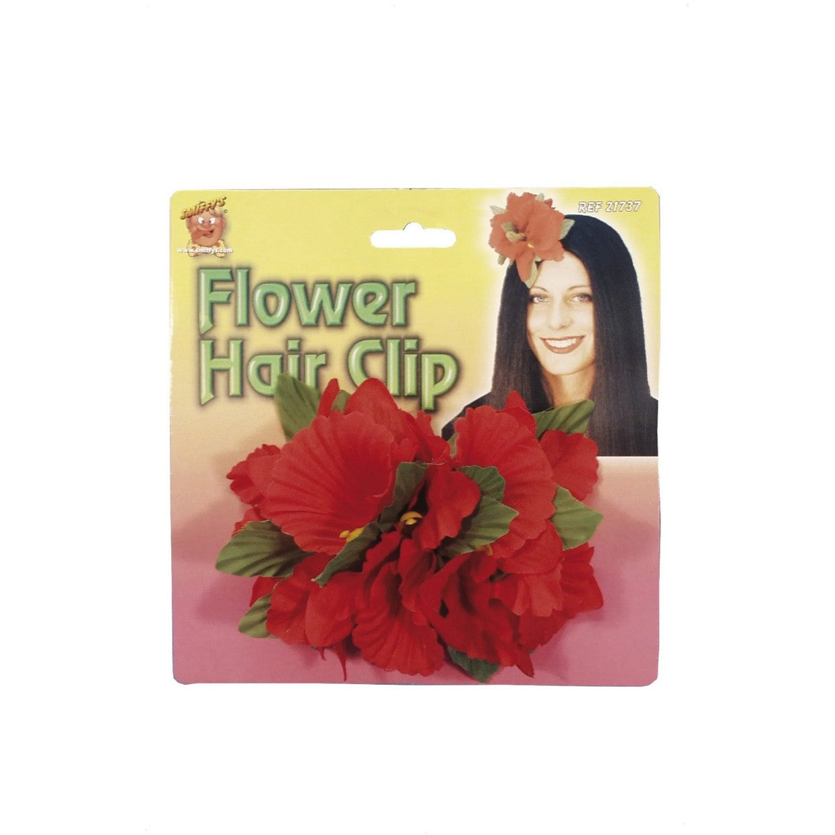 Red - Back - Smiffys Hawaiian Flower Hair Clip