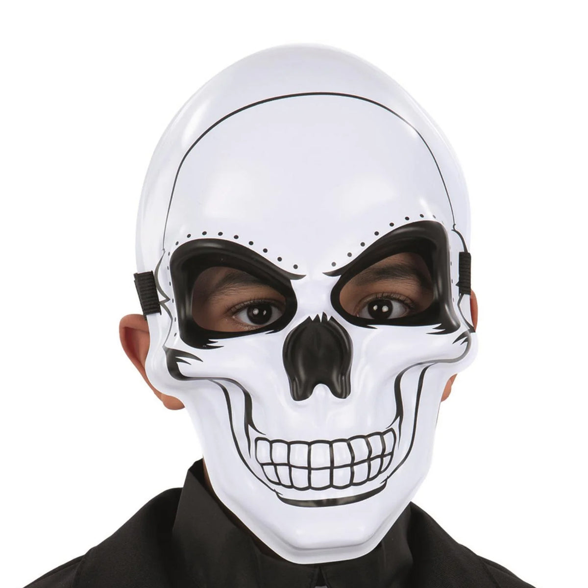 White-Black - Back - Smiffys Childrens-Kids Skeleton Mask