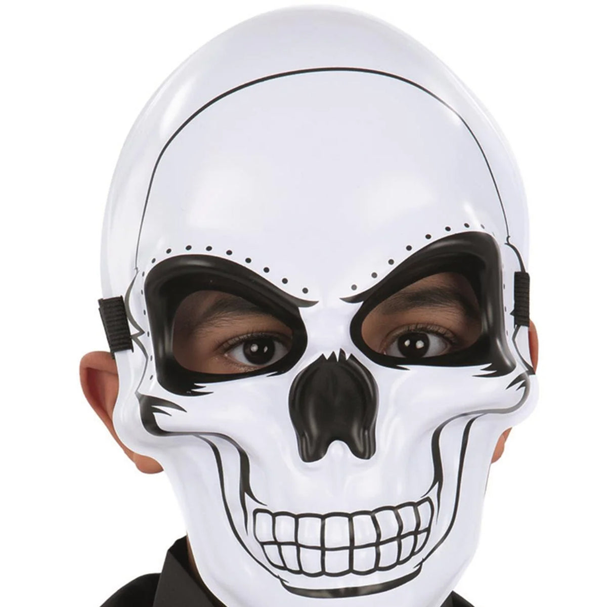 White-Black - Side - Smiffys Childrens-Kids Skeleton Mask