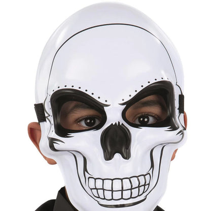 White-Black - Side - Smiffys Childrens-Kids Skeleton Mask