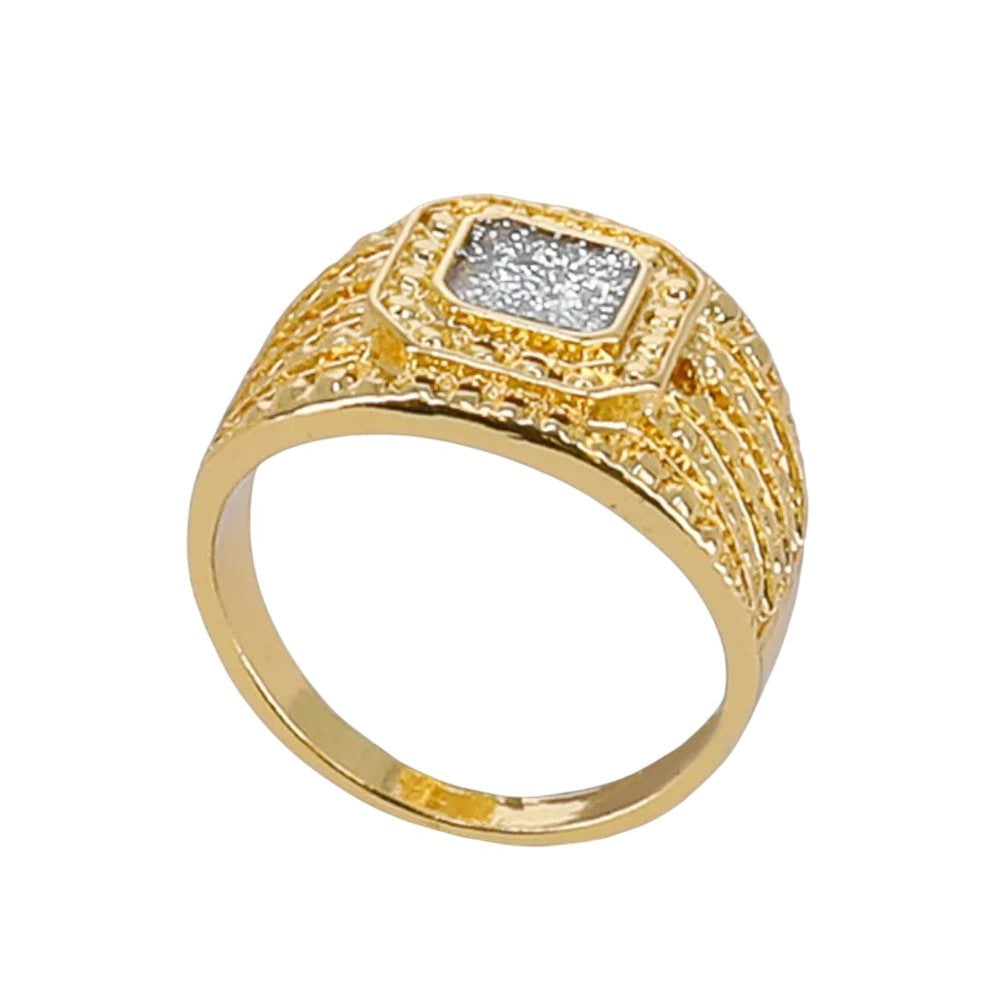 Gold - Back - Smiffys Mens Bling 90s Ring Set (Pack of 4)
