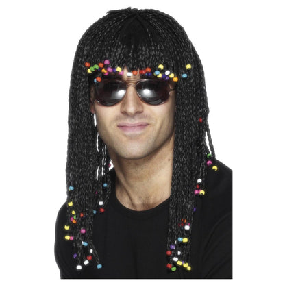 Black - Front - Smiffys Unisex Adult Braided Wig