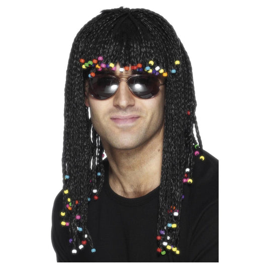 Black - Front - Smiffys Unisex Adult Braided Wig