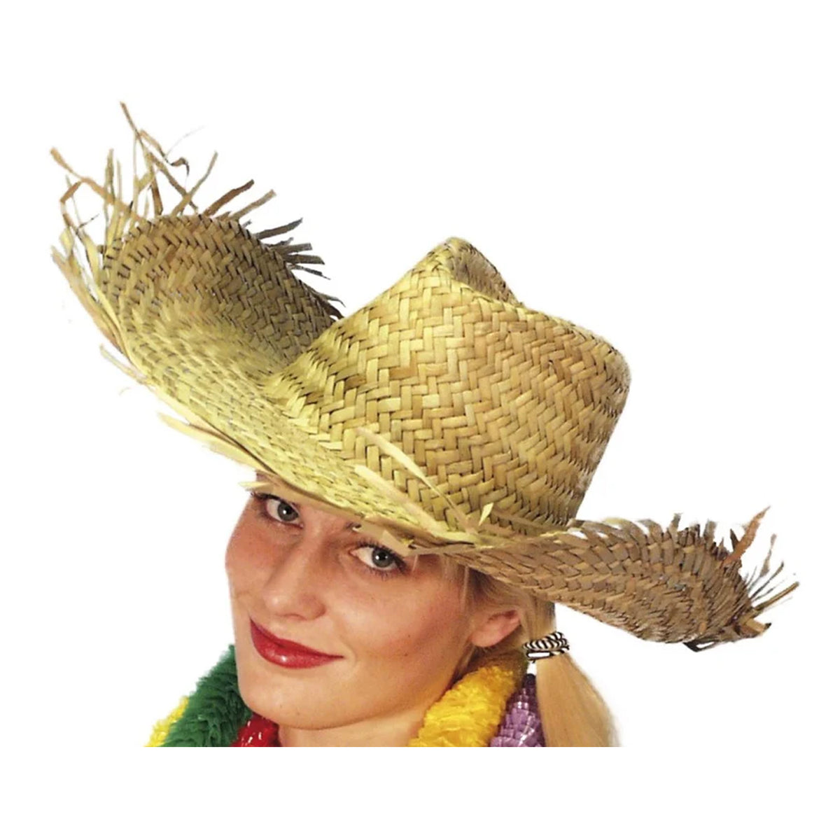 Beige - Back - Smiffys Hawaiian Straw Costume Hat