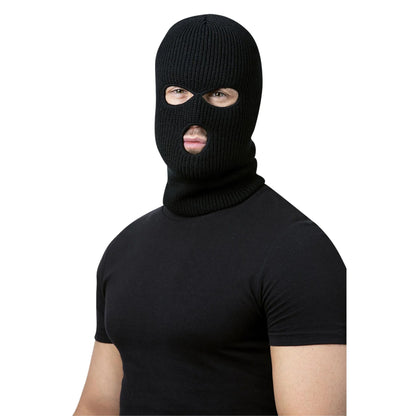 Black - Front - Smiffys Robber Ribbed Balaclava
