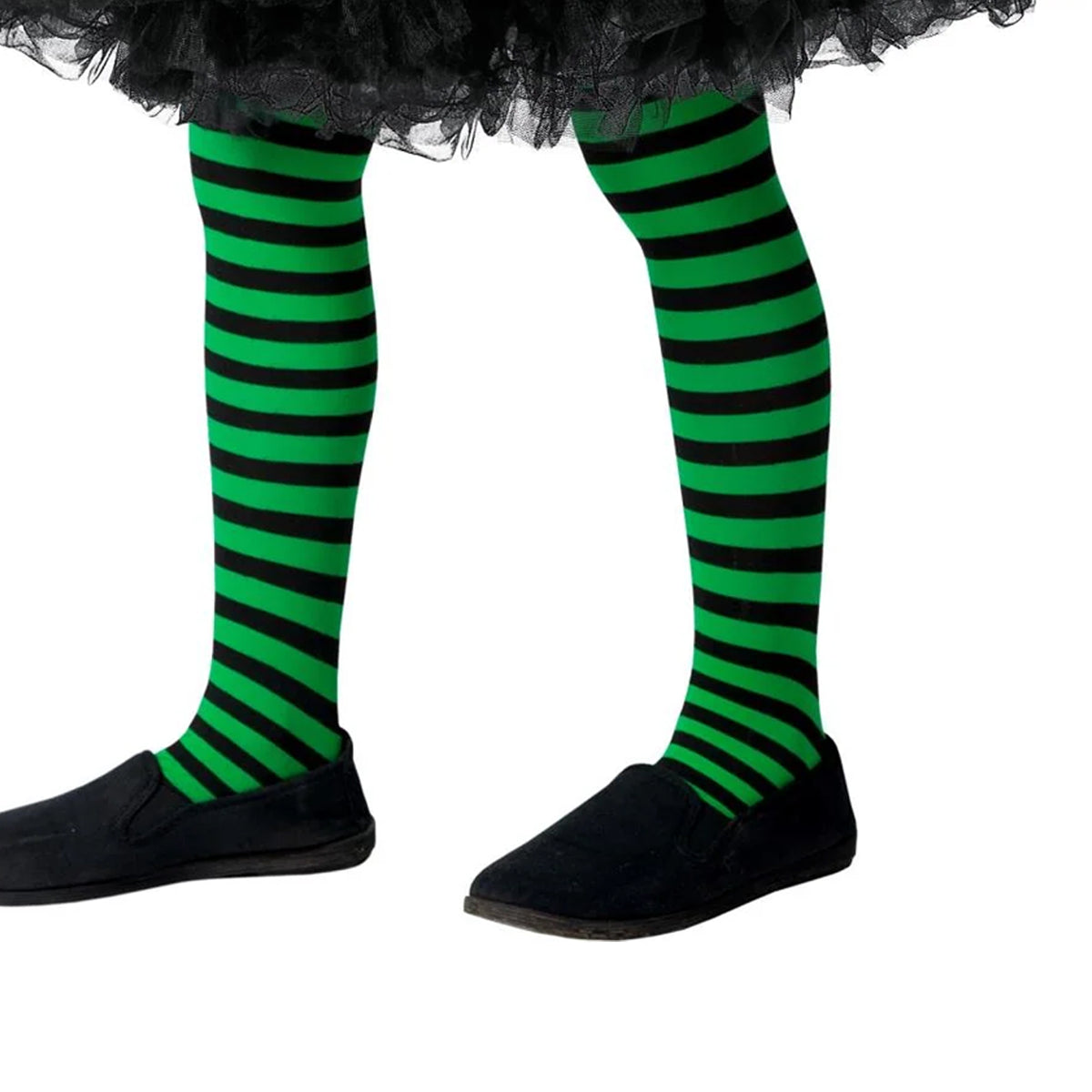 Green-Black - Back - Smiffys Childrens-Kids Wicked Witch Tights