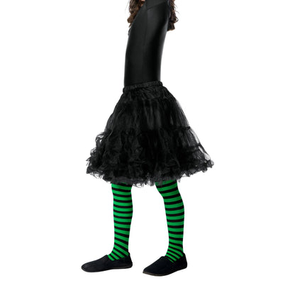 Green-Black - Side - Smiffys Childrens-Kids Wicked Witch Tights