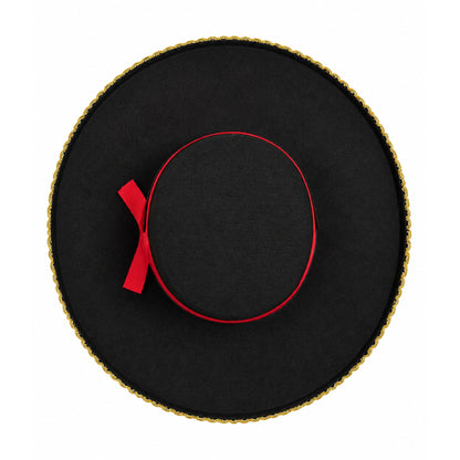 Black - Back - Smiffys Plain Metallic Elastic Strap Hat