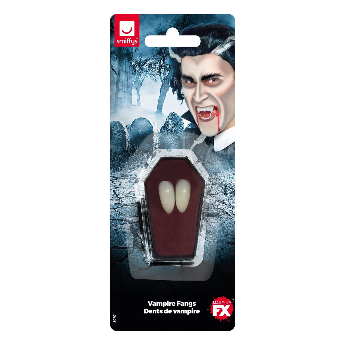 White - Back - Smiffys Vampire Fangs (Pack of 2)