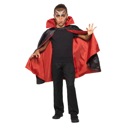 Black-Red - Back - Smiffys Childrens-Kids Vampire Reversible Cape