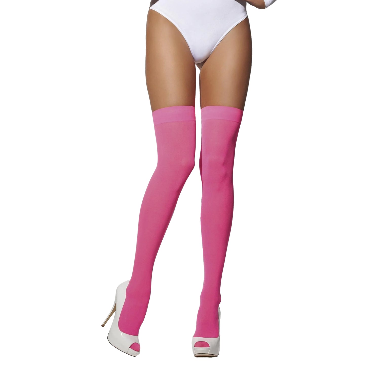 Neon Pink - Front - Fever Womens-Ladies Plain Opaque Hold Up Stockings
