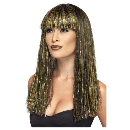 Black-Gold - Front - Smiffys Womens-Ladies Goddess Wig