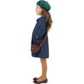 Blue - Side - Smiffys Girls World War II Evacuee Long-Sleeved Costume
