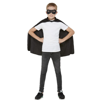 Black - Back - Smiffys Childrens-Kids Superhero Mask & Cape Set