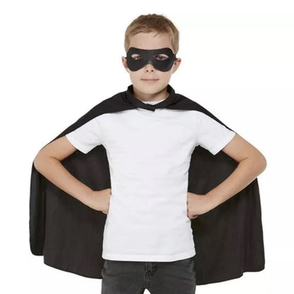 Black - Front - Smiffys Childrens-Kids Superhero Mask & Cape Set