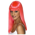Neon Pink - Front - Smiffys Womens-Ladies Glamourama Wig