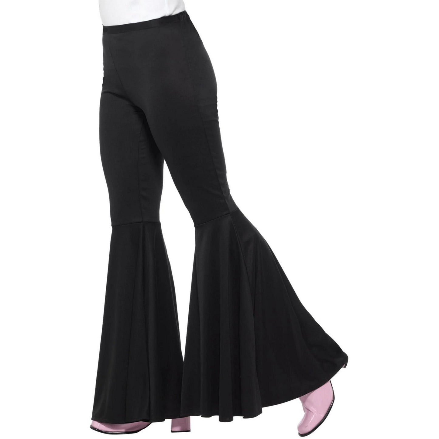 Black - Back - Smiffys Womens-Ladies Flared Trousers