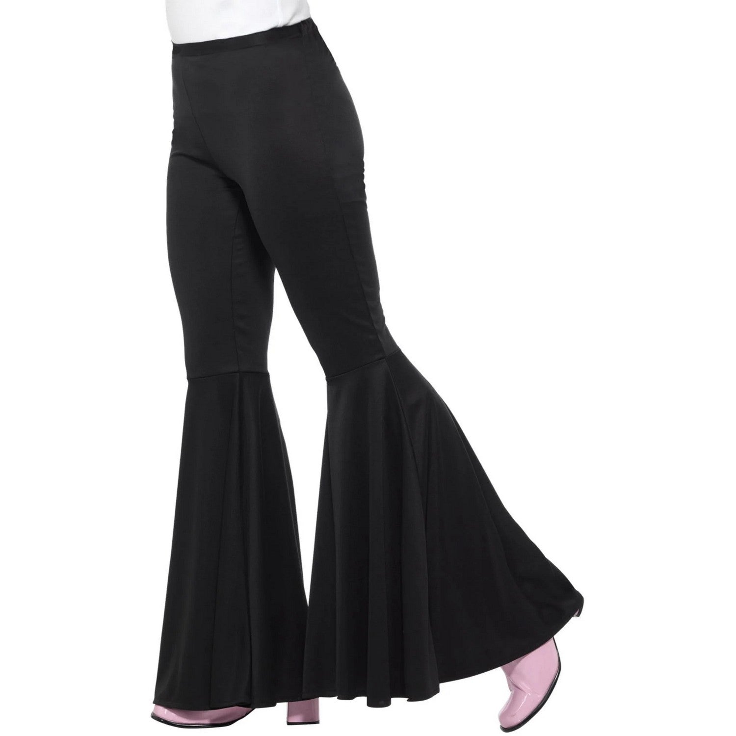 Black - Back - Smiffys Womens-Ladies Flared Trousers