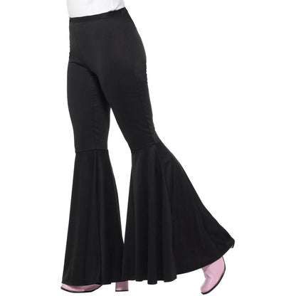 Black - Back - Smiffys Womens-Ladies Flared Trousers