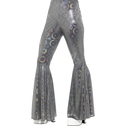 Silver - Back - Smiffys Womens-Ladies 70s Disco Iridescent Flared Trousers