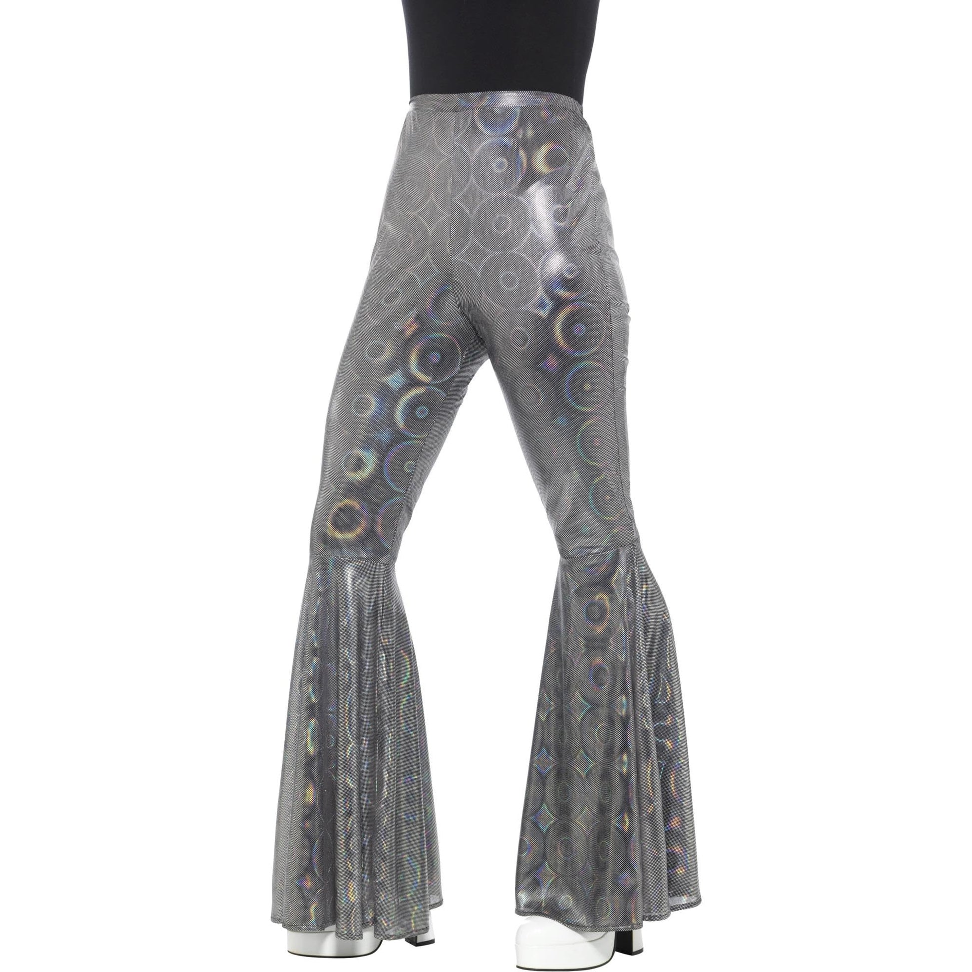 Silver - Front - Smiffys Womens-Ladies 70s Disco Iridescent Flared Trousers