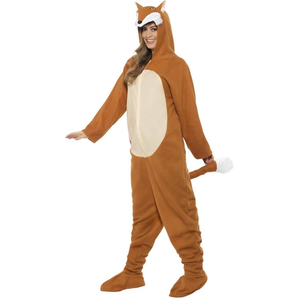 Brown - Side - Smiffys Unisex Adult Fox Hooded Costume