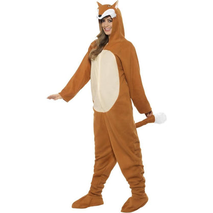 Brown - Side - Smiffys Unisex Adult Fox Hooded Costume