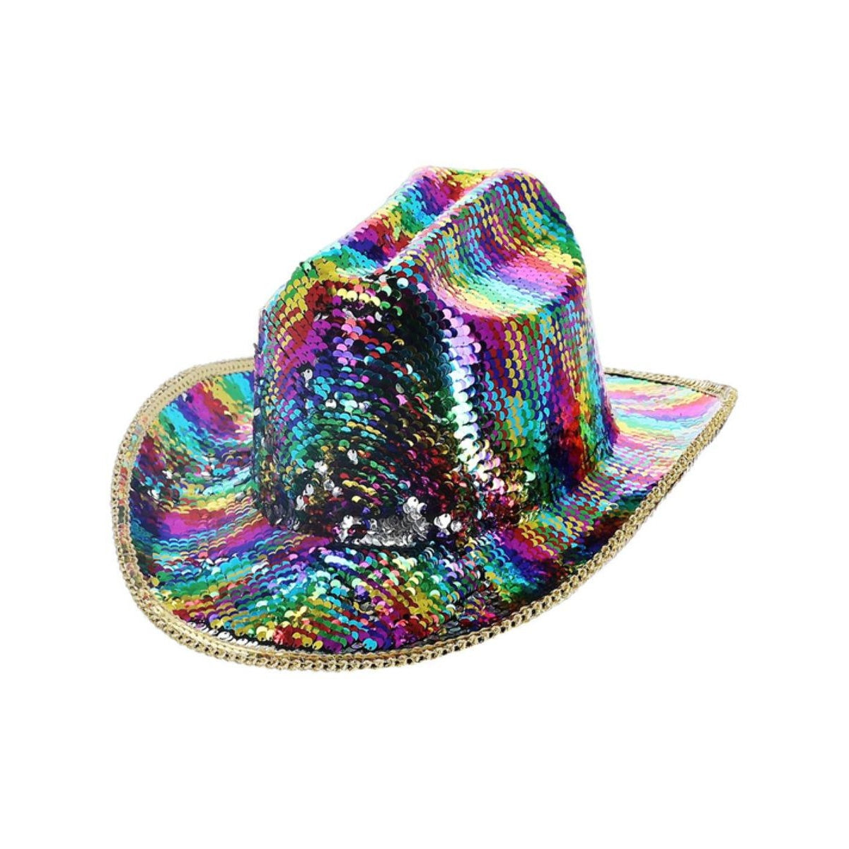 Multicoloured - Front - Fever Unisex Adult Deluxe Rainbow Sequins Cowboy Hat