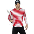 Red-White - Lifestyle - Smiffys Unisex Adult Striped Long-Sleeved T-Shirt