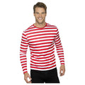 Red-White - Front - Smiffys Unisex Adult Striped Long-Sleeved T-Shirt