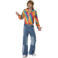 Multicoloured - Side - Smiffys Unisex Adult 1970s Rainbow Shirt