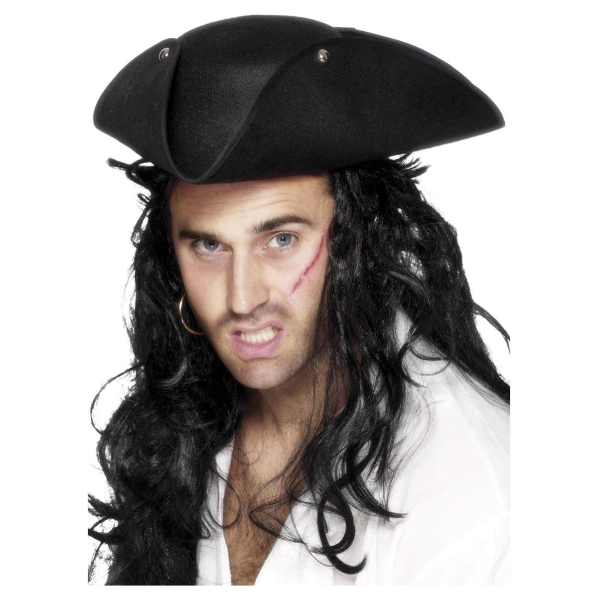 Black - Front - Smiffys Unisex Adult Pirate Costume Tricorn Hat