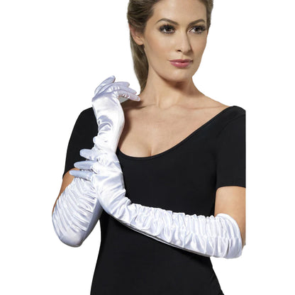 White - Front - Smiffys Womens-Ladies Temptress Gloves