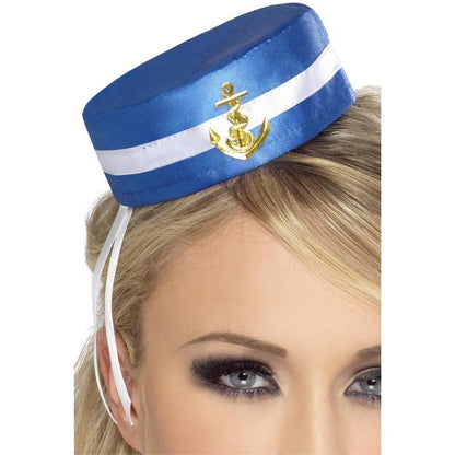 Blue-White - Back - Fever Womens-Ladies Sailor Costume Hat