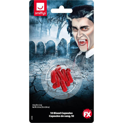 Red - Side - Smiffys Make-Up FX Novelty Blood Capsules (Pack of 10)