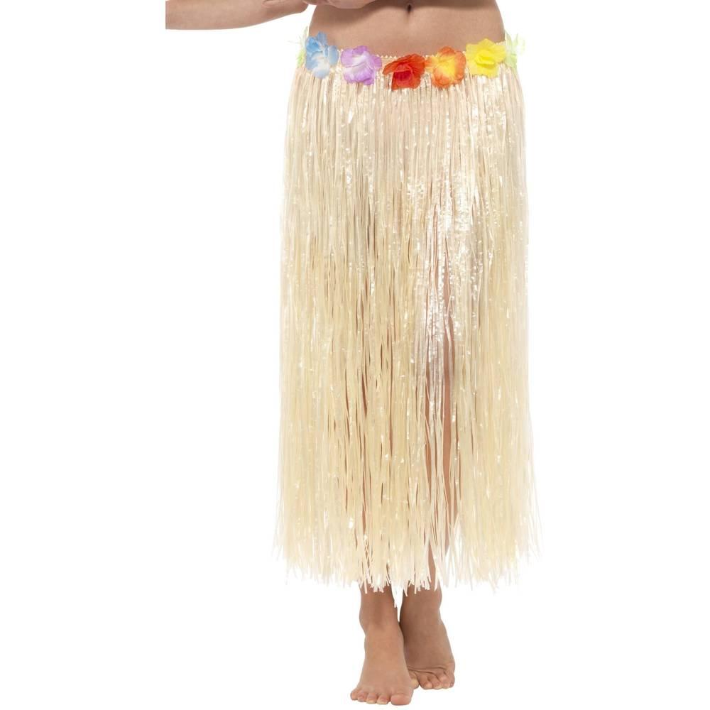 Natural - Back - Smiffys Womens-Ladies Hawaiian Flowers Costume Skirt
