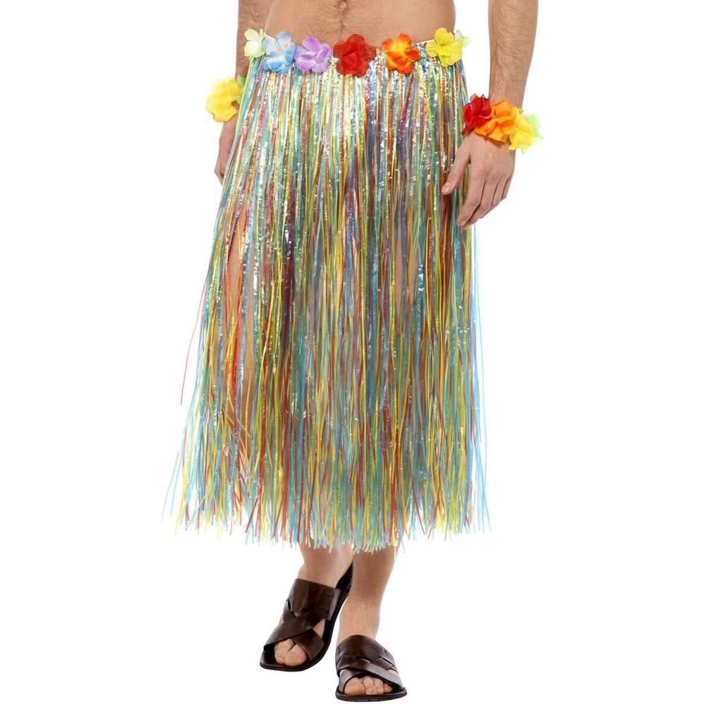Multicoloured - Side - Smiffys Womens-Ladies Hawaiian Flowers Costume Skirt