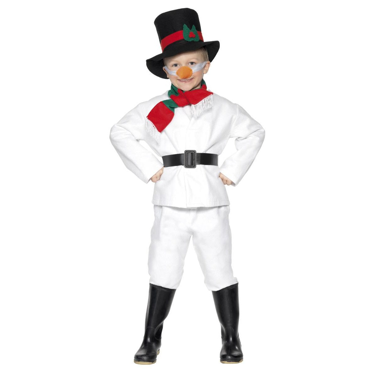 White-Black-Red - Front - Smiffys Childrens-Kids Snowman Costume Set