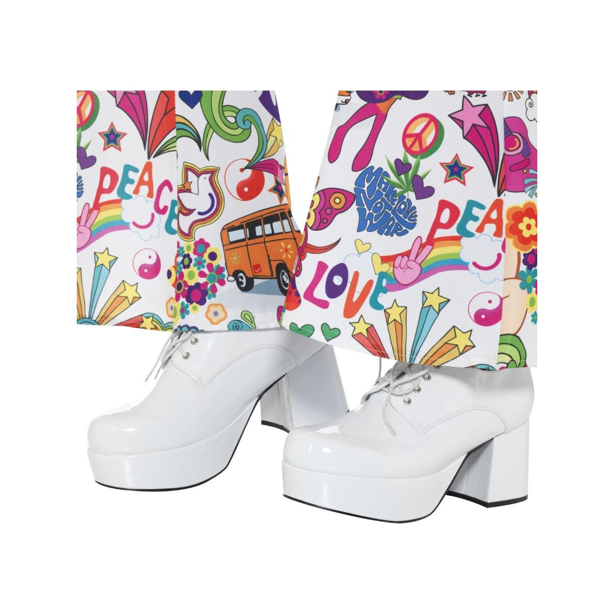 White - Front - Smiffys Mens 70s Platform Shoes