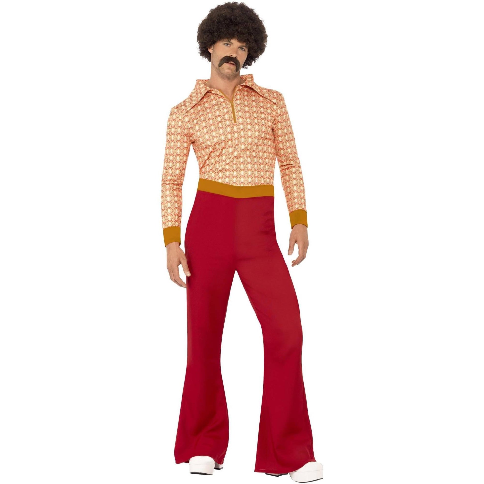Red-Orange-White - Back - Smiffys Mens Authentic 70s Costume