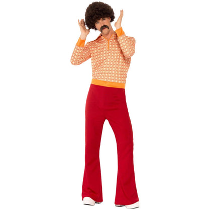 Red-Orange-White - Lifestyle - Smiffys Mens Authentic 70s Costume
