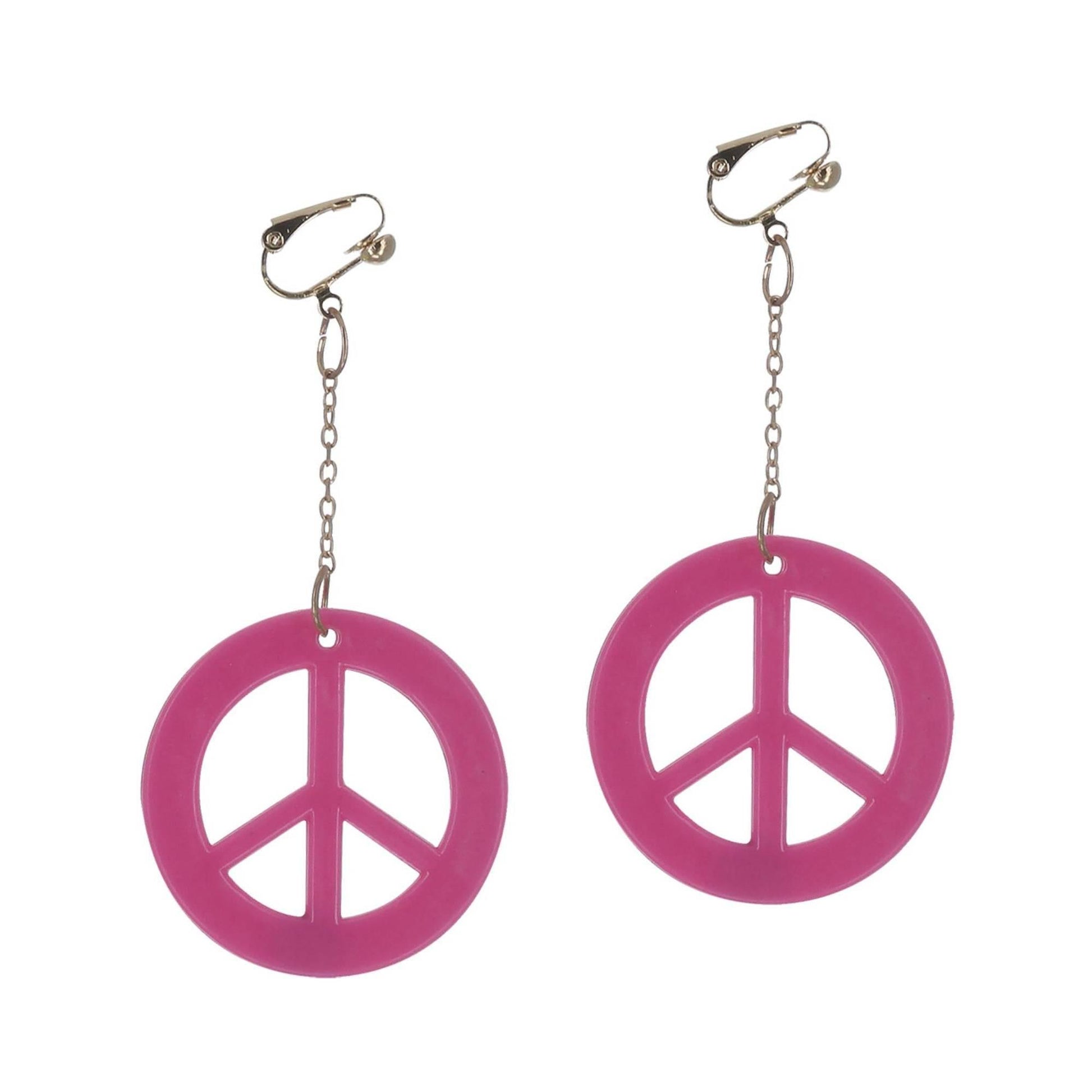 Pink - Side - Smiffys Womens-Ladies CND Earrings