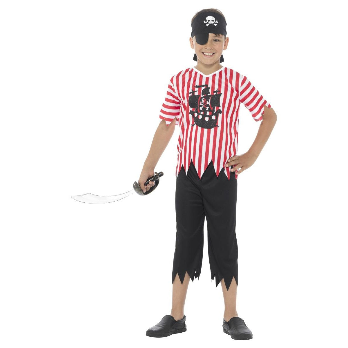 Red-White-Black - Front - Smiffys Boys Jolly Pirate Costume Set