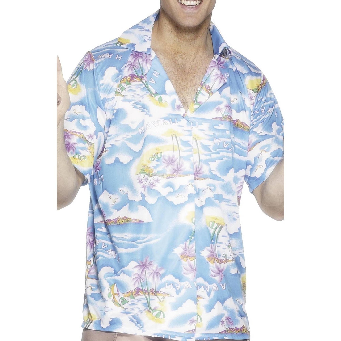 Multicoloured - Back - Smiffys Mens Hawaiian Shirt