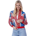 Red-Blue-Silver - Back - Smiffys Womens-Ladies Union Jack Sequins Bomber Jacket