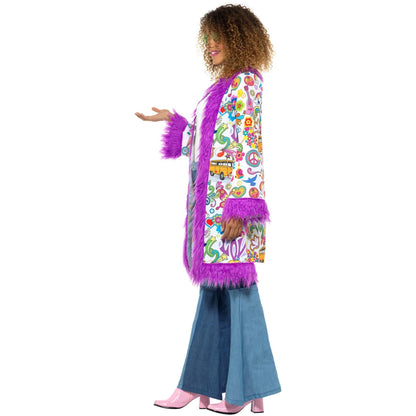 Multicoloured - Lifestyle - Smiffys Womens-Ladies 60s Groovy Hippie Coat